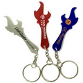 Torch & Flame Shaped Aluminum Bottle Opener w/ Key Chain